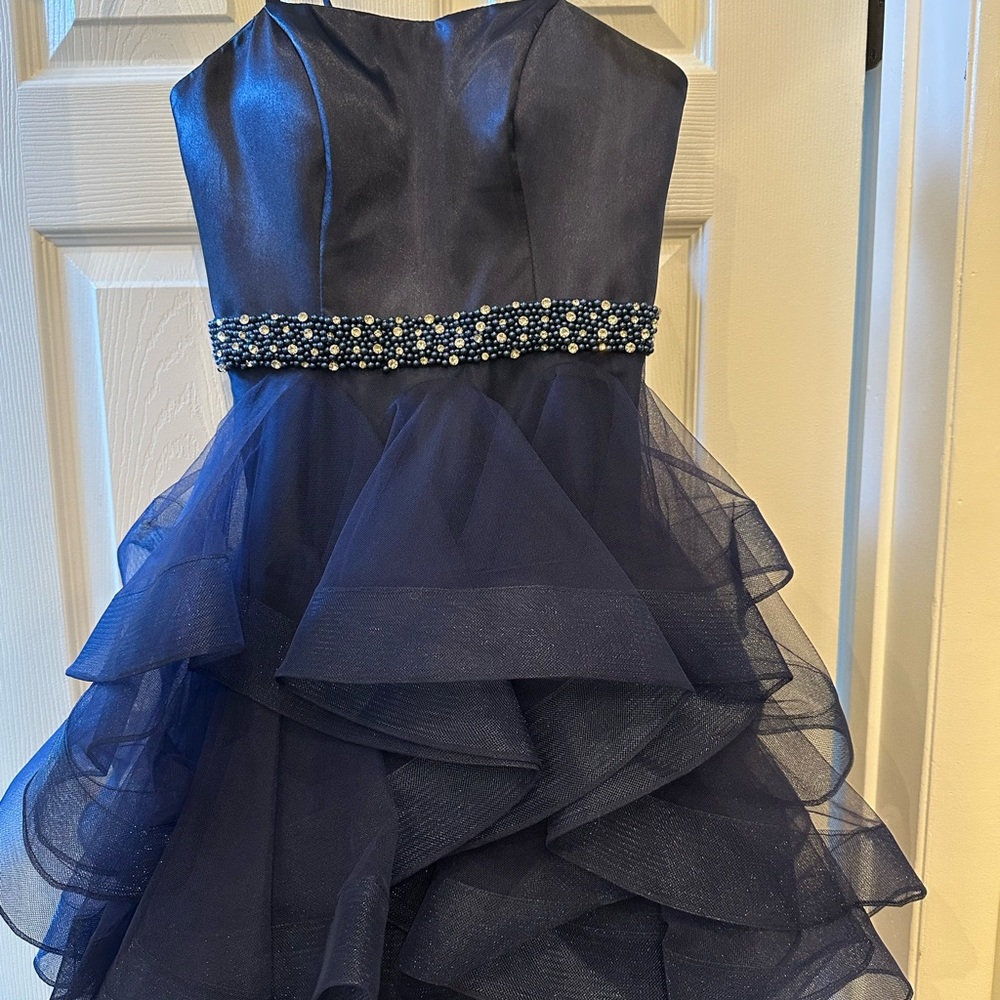 Jovani Midnight Blue Layered Teen Dress